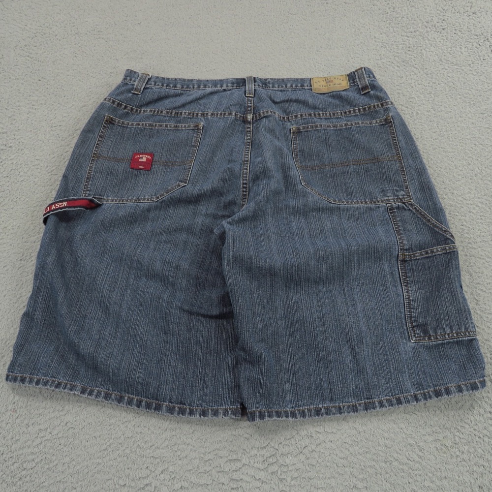 VTG US Polo ASSN Carpenter Jean Shorts Mens 42 Baggy Y2K Grunge Flag Skater 90s